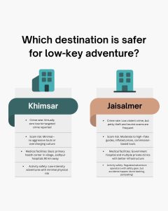 Which destination is safer for low-key adventure